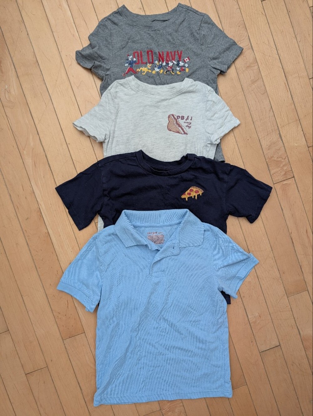 4T 5T Boys T-Shirts Short Sleeve Tee with Pizza PB&J Mickey Polo
